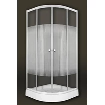 Sanimix 22.1502-80 White Negyedköríves zuhanykabin csíkos üveggel 80x80x200