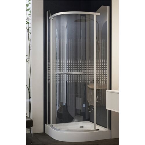 Negyedköríves, keret nélküli nyílóajtós zuhanykabin 80x80x195 Mintás üveggel