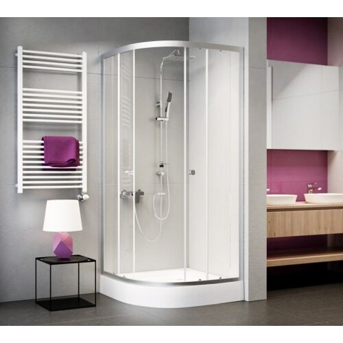 Negyedköríves zuhanykabin , víztiszta üveggel 80x80x185