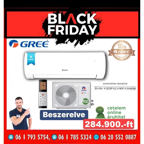  Gree Comfort X 3,5 kW (R32) Inverteres Integrált wifi vezérlés, 3D, téliesített split klíma Szállítva és Szerelve