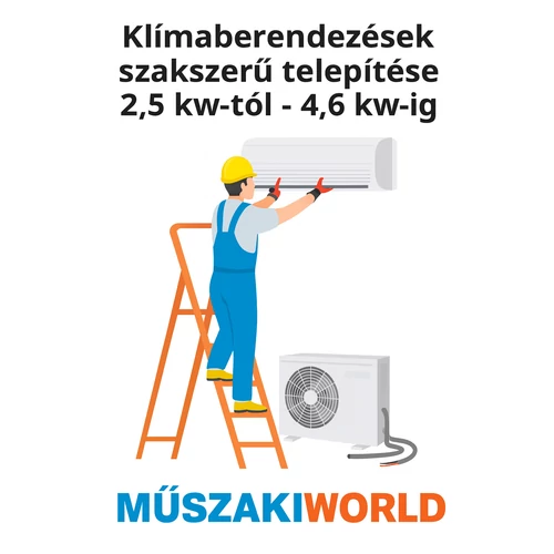 Klímaberendezések szakszerű telepítése 2,5 kw-tól - 4,6 kw-ig