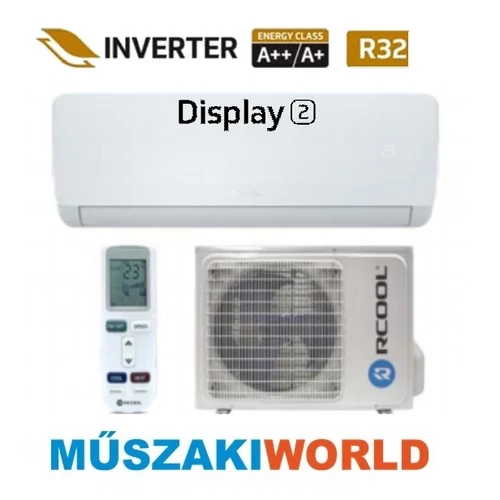 Rcool Display2 12 3,5 kw (GRA12B0-GRA12K0) Inverteres, wifi, Hűtő-fűtő split klíma (R32)