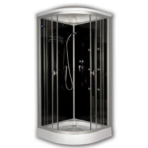 Sanimix 22.1058 BLACK Fekete üveghátfalas hidromasszázs zuhanykabin 90x90x215