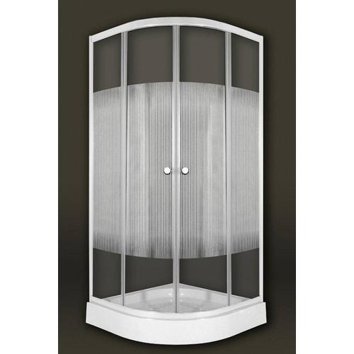 Sanimix 22.1502-80 White Negyedköríves zuhanykabin csíkos üveggel 80x80x200